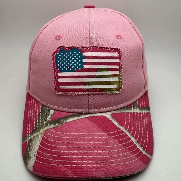 Buck Wear Accessories - Buck Wear Women's Pink Camo Baseball Cap Hat Distressed USA Flag One Size